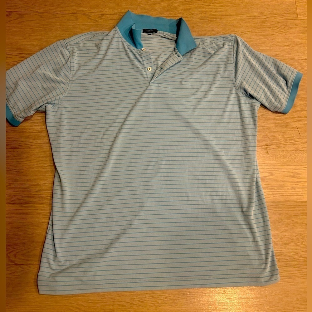 Peter Millar Striped Blue and White Polo Shirt